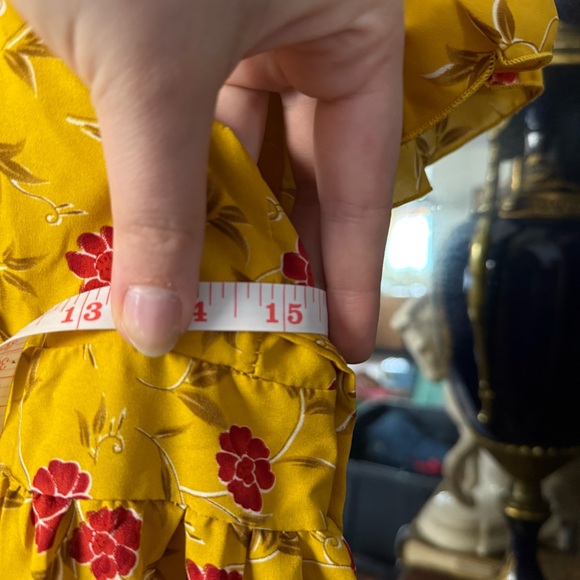 Floral Yellow and Red Handmade Lightweight Maxi Wrap Dress with Belt - Picture 8 of 9